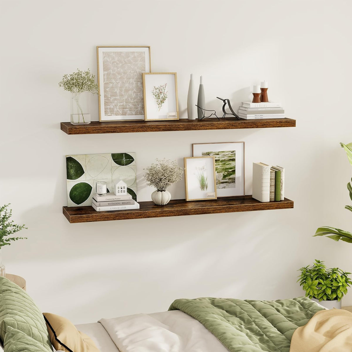 Fun Memories 55 Inch Floating Shelves for Wall 2 Pack Shelves for Bedroom|Kitchen|Bathroom 55 x 9.3