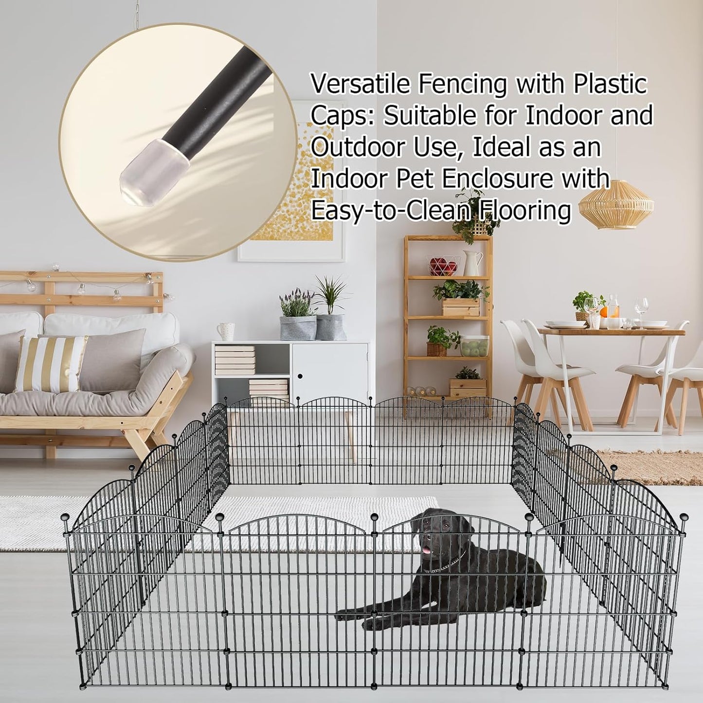 10 Panels Garden Fence Dog Fence Outdoor for Yard, 32in H x 23.6ft L Rustproof Metal Fencing with