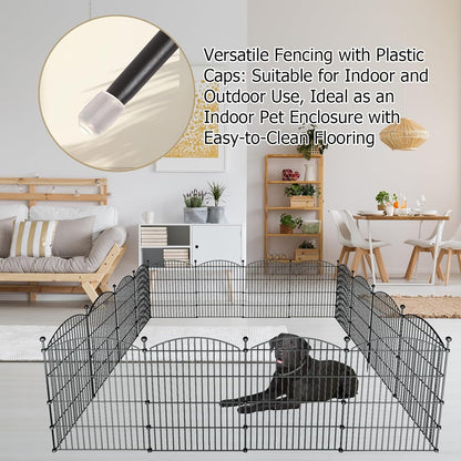 10 Panels Garden Fence Dog Fence Outdoor for Yard, 32in H x 23.6ft L Rustproof Metal Fencing with