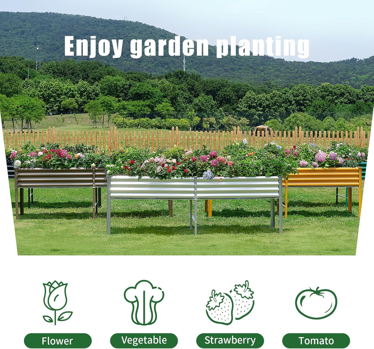 Land Guard Galvanized Raised Garden Bed with Legs, 96×24×32in Raised Garden Beds Outdoor with