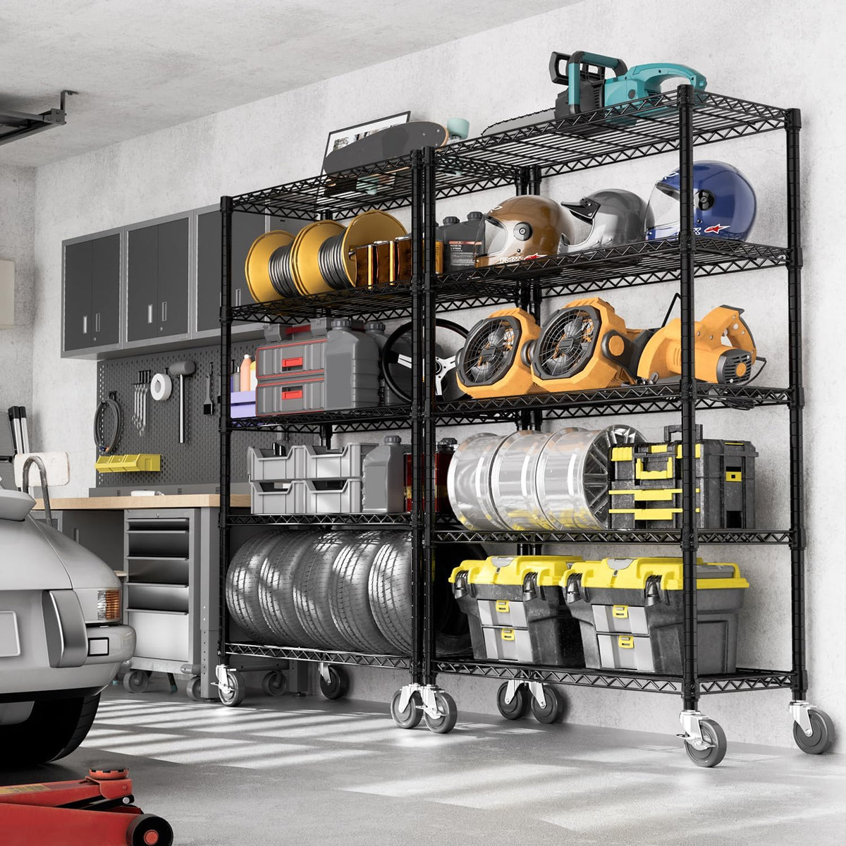 5-Shelf Storage Shelves,Wire Shelving Heavy Duty Metal Storage Shelving Unit Adjustable Garage