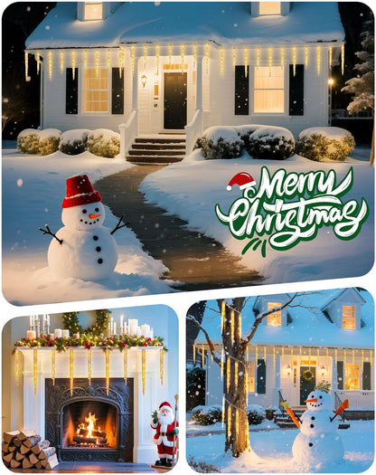 Minetom Icicle Lights Outdoor with Clips, 2 Pack Total 40ft 200 LED 40 Tubes Twinkling Ice Shape