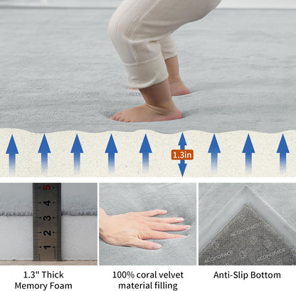 ACOMOPACK Baby Play Mat for Floor,1.3" Thick Memory Foam Area Rug for Living Room,Soft Velvet