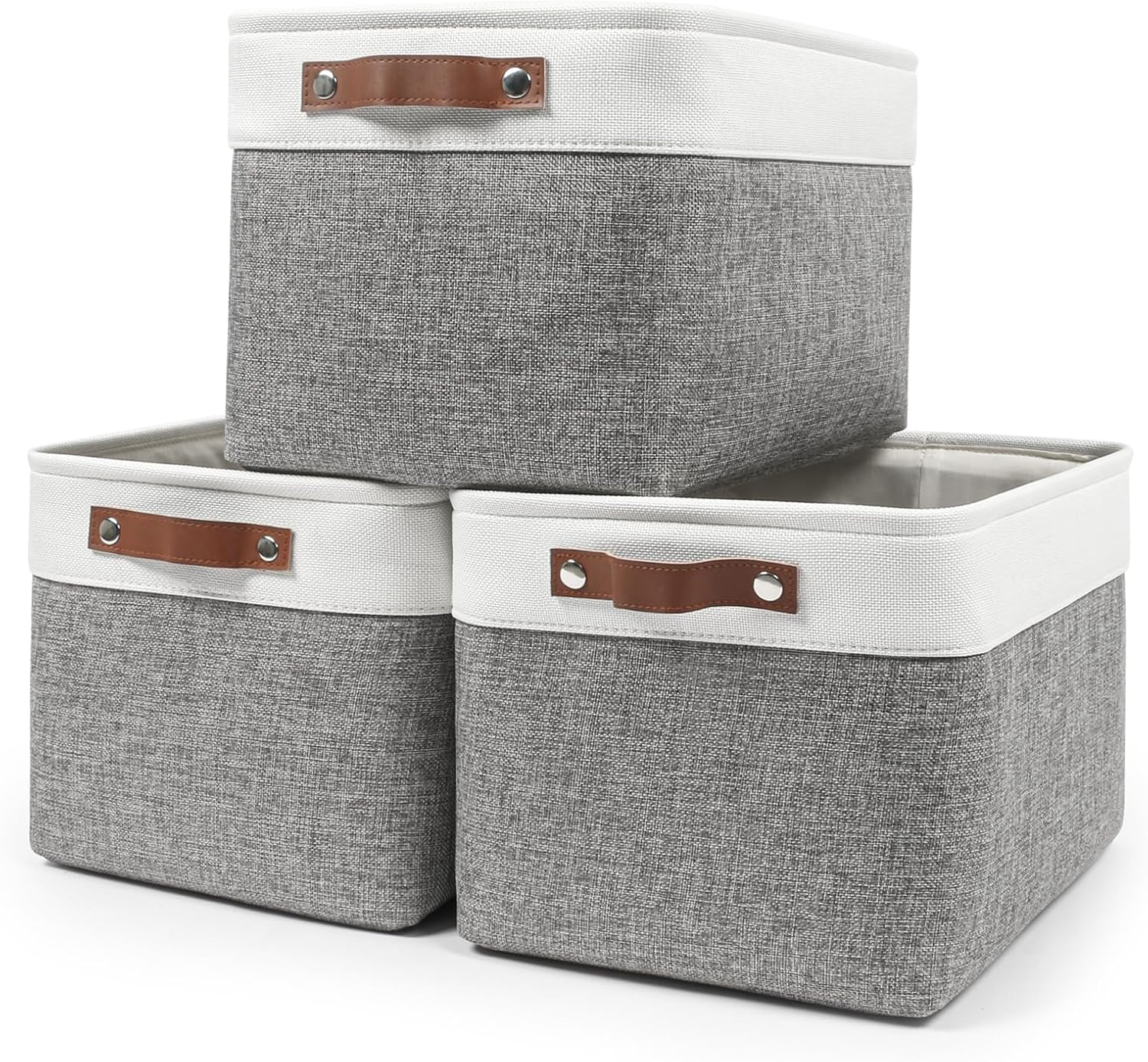 Storage Bins Large Fabric Storage Baskets for Shelves 3 Pack, Decorative Linen Closet Baskets with