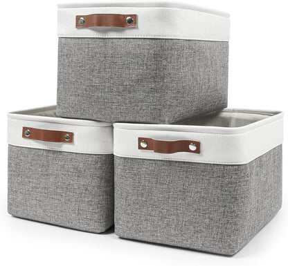 Storage Bins Large Fabric Storage Baskets for Shelves 3 Pack, Decorative Linen Closet Baskets with