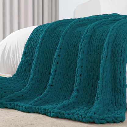Carriediosa Chunky Knit Throw Blanket 60" X 80" Twin, 100% Hand Made Large Chenille Loop Yarn Soft