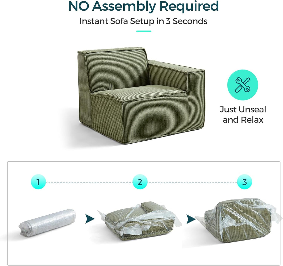 LINSY HOME Modular Sectional Sofa, 134" Boneless Couch L Shaped 4-Seat Sofa with Movable Ottoman