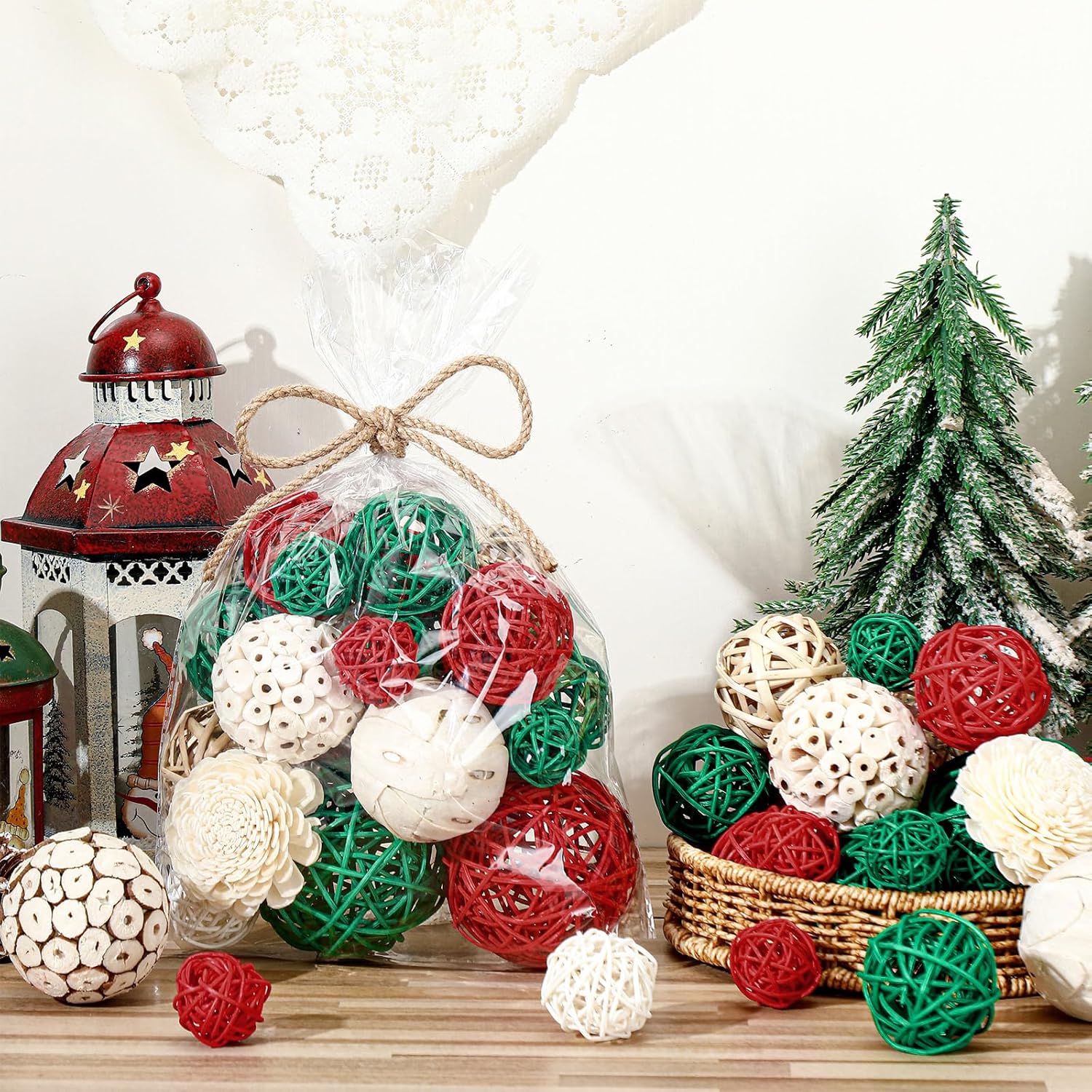 Riceshoot 2 Pack Decorative Balls Potpourri Bowl Filler Decor Natural Vase Bowl Filler Assorted