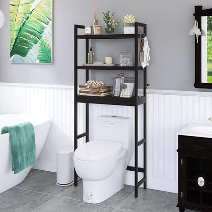SMIBUY Bathroom Storage Shelf, Bamboo Over-The-Toilet Organizer Rack, Freestanding Toilet Space