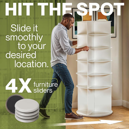 LOFT + IVY 7 Tier Rotating Shoe Rack Tower – 360° Spinning Storage Organizer, Modern Round Shoe
