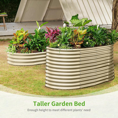 Land Guard 8x4x3ft Oval Galvanized Raised Garden Beds, Large-Capacity Metal Planter Box Outdoor