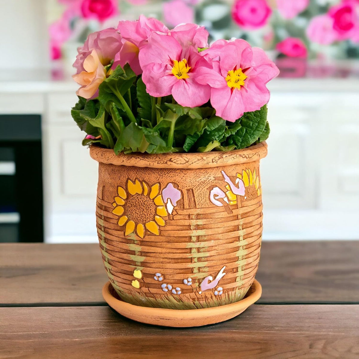 Ceramic Pot with Drainage Hole and Saucer, Plant Pots, Modern Decorative Planters for House Plants