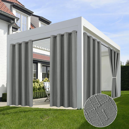 HolidayIdeas 4 Panels Linen Outdoor Curtains for Patio Waterproof Curtains 54" Wide x 84"
