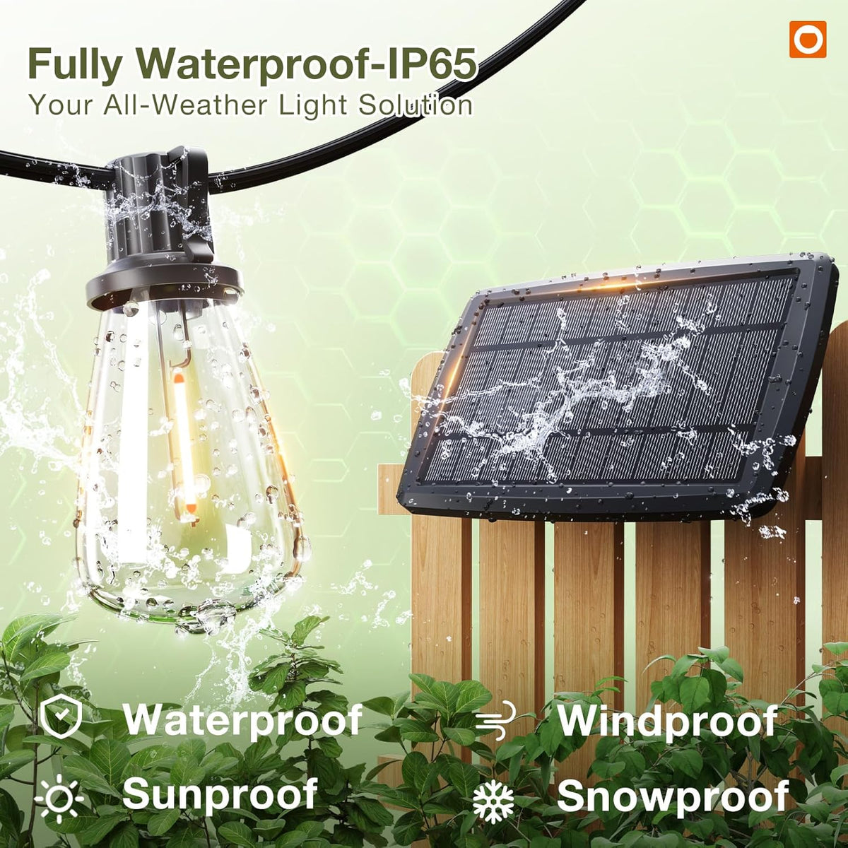 addlon 102(96+6) FT Solar String Lights Waterproof,Patio Light Solar Powered with Remote & USB Port
