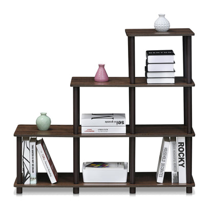 Furinno Turn-N-Tube Storage Shelves, 4-Tier Ladder Book Shelf, 6 Cube Open frame Corner Shelf