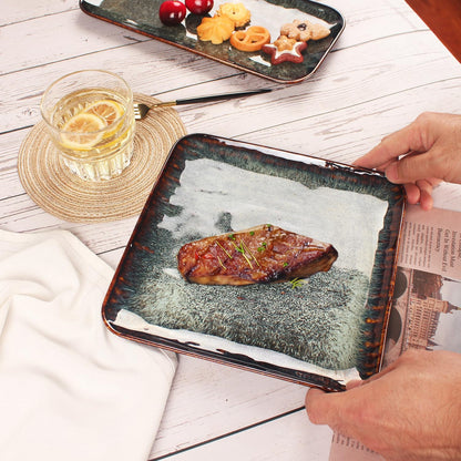 Ceramic Dinner Plates Dish Set, Set of 4, Microwave Oven and Dishwasher Safe, Scratch Resistant