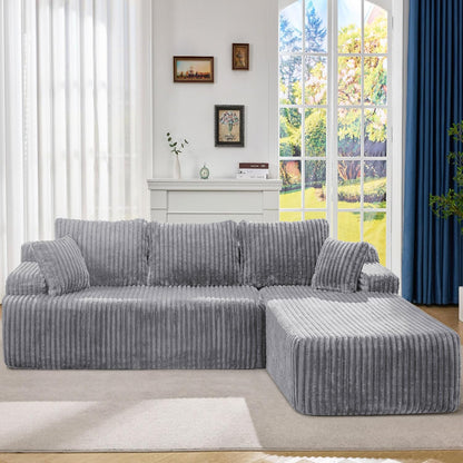 Hobestluk Modular Sectional Sofa Couches 108" L-Shape Couch 3 Seat Modular Sofa Memory Foam