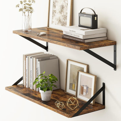 Fun Memories 27.5" W x10 D Floating Shelves, Large Wall Shelves 27.5 Inch Long, Set of 2, Farmhouse