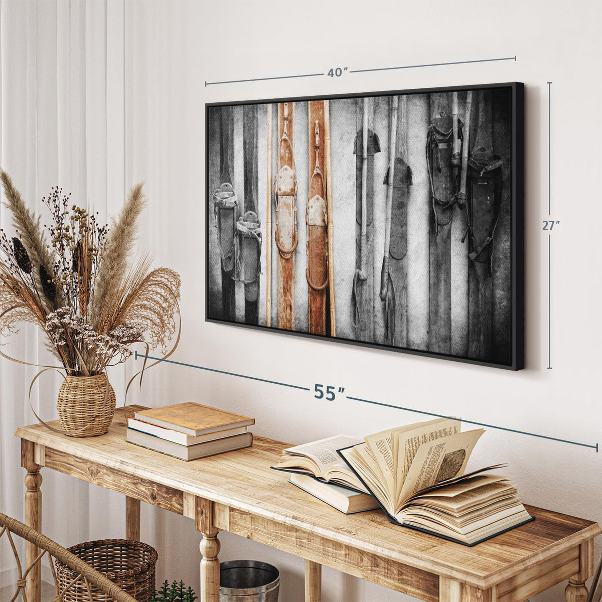 ElephantStock Ski Collection Wall Art - Horizontal Framed Canvas - 1-Piece Bathroom Wall Decor