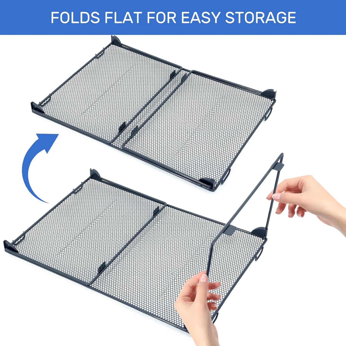 Neudeco Stackable Cabinet Shelf Organizer - 2 Pack Metal Mesh Stacking Shelves for Kitchen, Closet