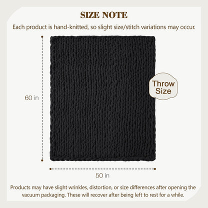 Carriediosa Chunky Knit Throw Blanket 50" X 60", 100% Hand Made Large Chenille Loop Yarn Soft