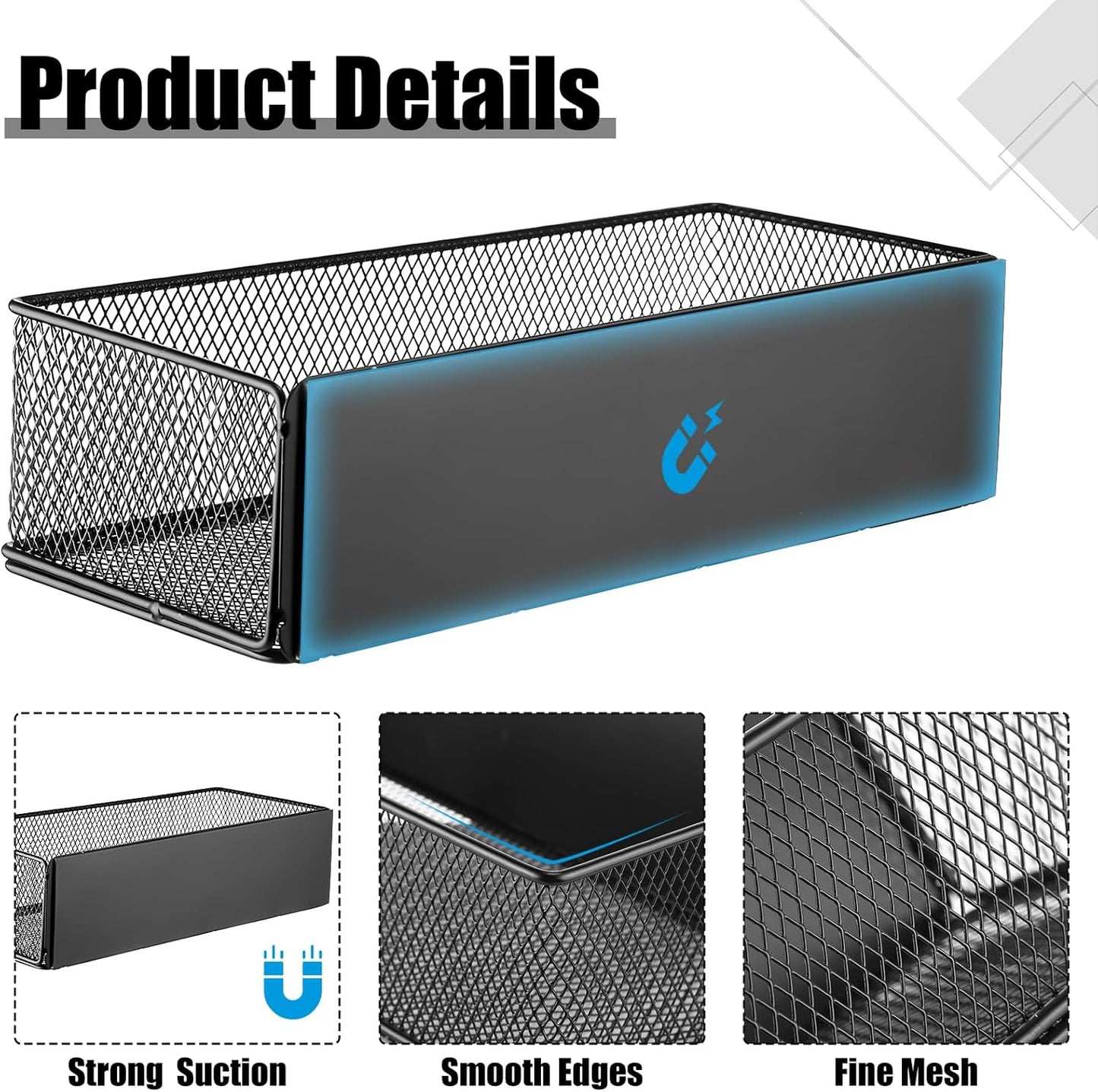 Tioncy 4 Pcs Magnetic Storage Bin Magnetic Locker Organizer for Pegboard Refrigerator Shelves