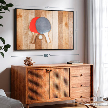 ElephantStock Ping Pong Wall Art - Horizontal Framed Canvas - 1-Piece Living Room Wall Decor