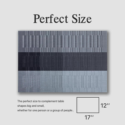 Placemats Set of 8 - Easy Clean Woven Vinyl Placemats for Dining Table, Indoor/Outdoor Place Mats