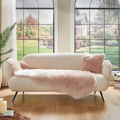 AMTOVO Faux Sheepskin Rug, Pink Ultra Soft Fluffy Shag Area Rug, 2 x 6 ft Faux Fur Rug for Bedroom