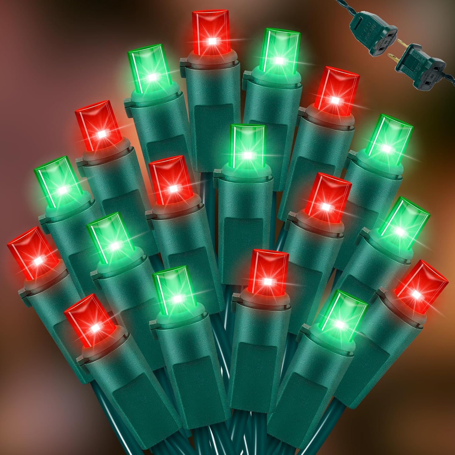 100 Count Red and Green - String Lights - 21.6FT LED Christmas Lights, Mini led Lights for Indoor