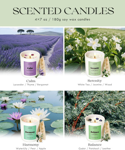 AOOVOO Calm Candles Set for Women - 4 Pack Candles for Home Scented, 28 oz 200 Hour Burn