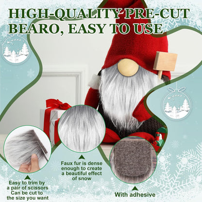 Sosation 60 Pcs Gnomes Beard Sets Faux Fur Pre Cut Gnomes Beard Foam Cone Foam Handmade Wood Balls
