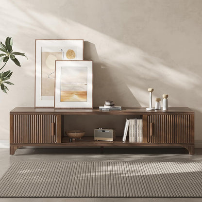 Mid Century Modern TV Stand for 55/65 Inches Television Console with Fluted Doors and Storage