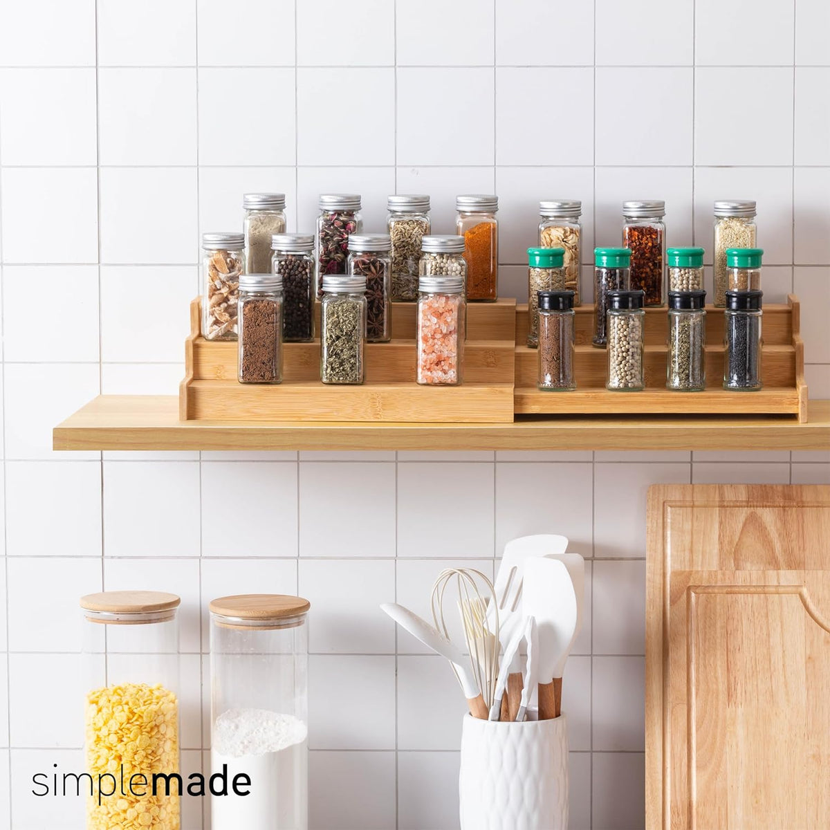 SIMPLEMADE 3-Tier Spice Rack Organizer - Versatile Storage Shelf for Kitchen, Bathroom, Bedroom &