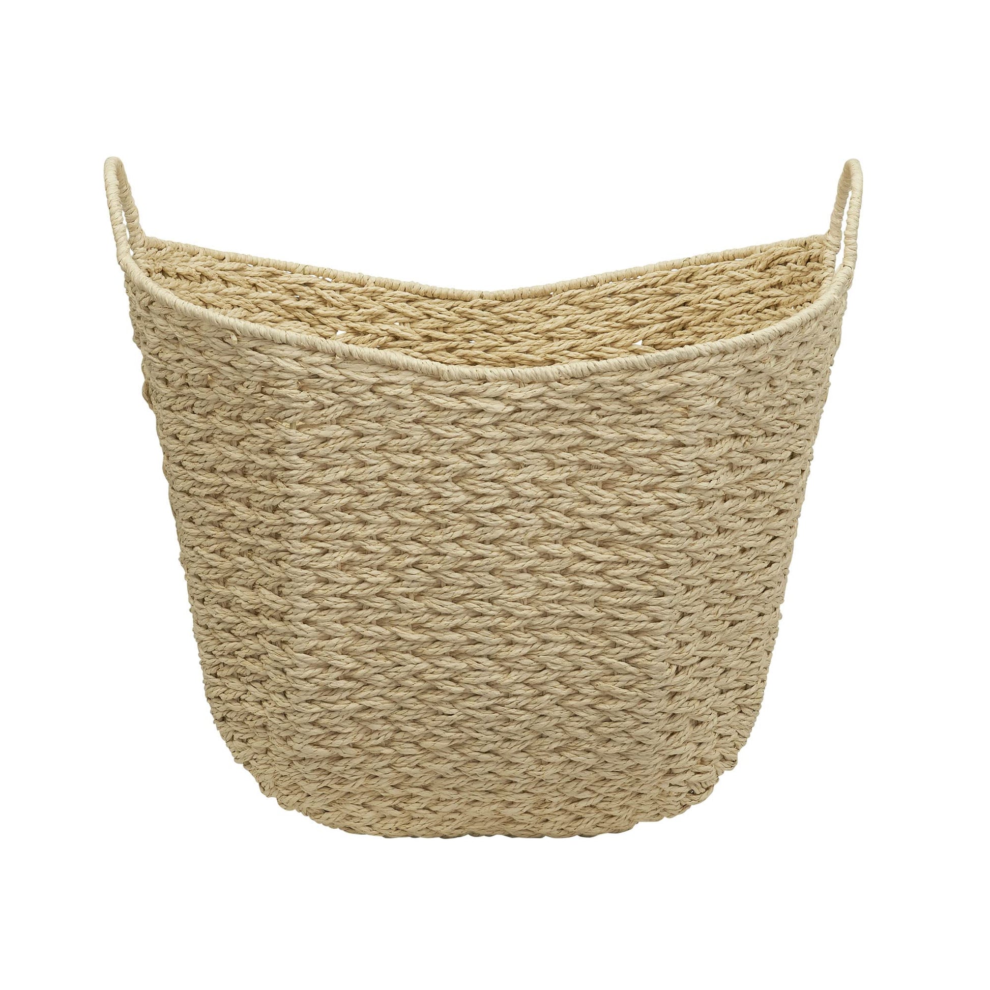Household Essentials Cream Paper Rope Basket with Handles, Natural Woven Storage Basket