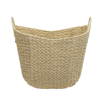 Household Essentials Cream Paper Rope Basket with Handles, Natural Woven Storage Basket