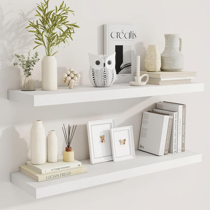 36 Inch Floating Shelves, 9.3 Inch Deep Rustic Wall Shelves - Extra Deeper Wall Mounted Storage