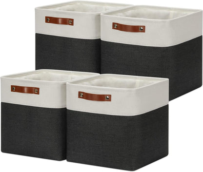DULLEMELO Set Of 4 Cube Storage Bins, Fabric Storage Basket for Shelves Closet Nursery Toy Storage