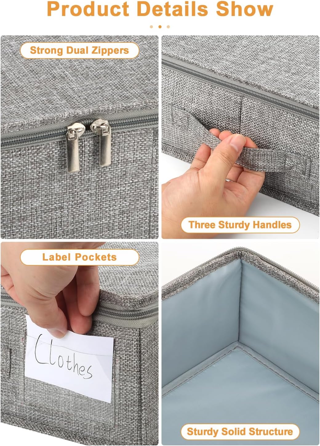 punemi Under Bed Storage Containers, 2 Pack 4.5 Inch Tall Low Profile Underbed Clothes Storage