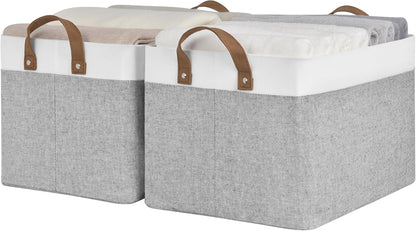 StorageWorks Storage Bins, Fabric Storage Bins for Shelves, Large Storage Baskets with Metal Frame
