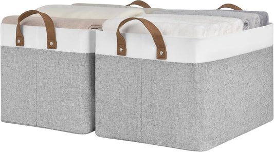 StorageWorks Storage Bins, Fabric Storage Bins for Shelves, Large Storage Baskets with Metal Frame