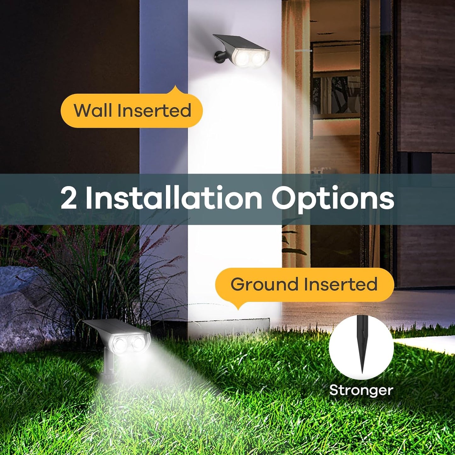 Linkind Solar Lights Outdoor Waterproof IP67, StarRay Dusk-to-Dawn Outdoor Solar Lights, 3 Lighting