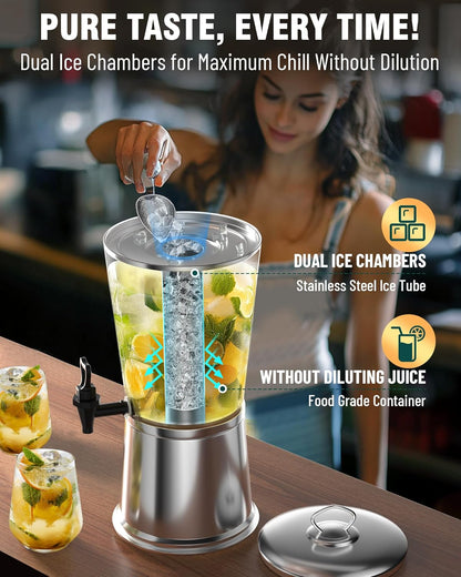 WantJoin Beverage Dispenser With Stand, Drink Dispenser for Party, Stainless Steel Water Dispenser