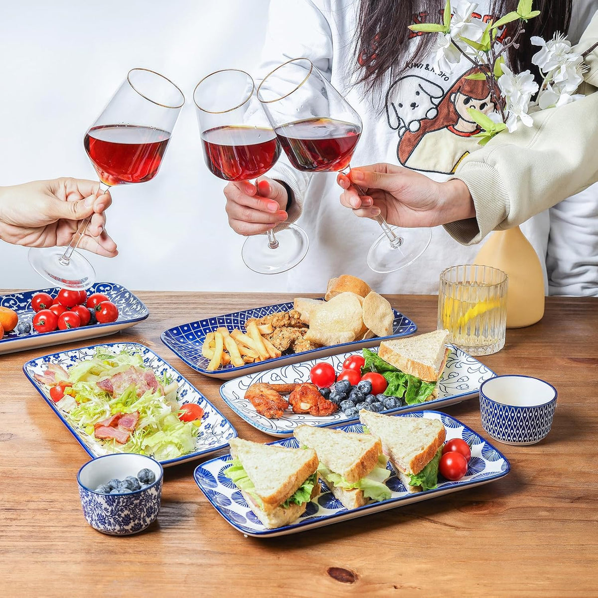 Selamica Ceramic Serving Platters, 12 Inch Serving Trays for Party Entertaining, Large Rectangular
