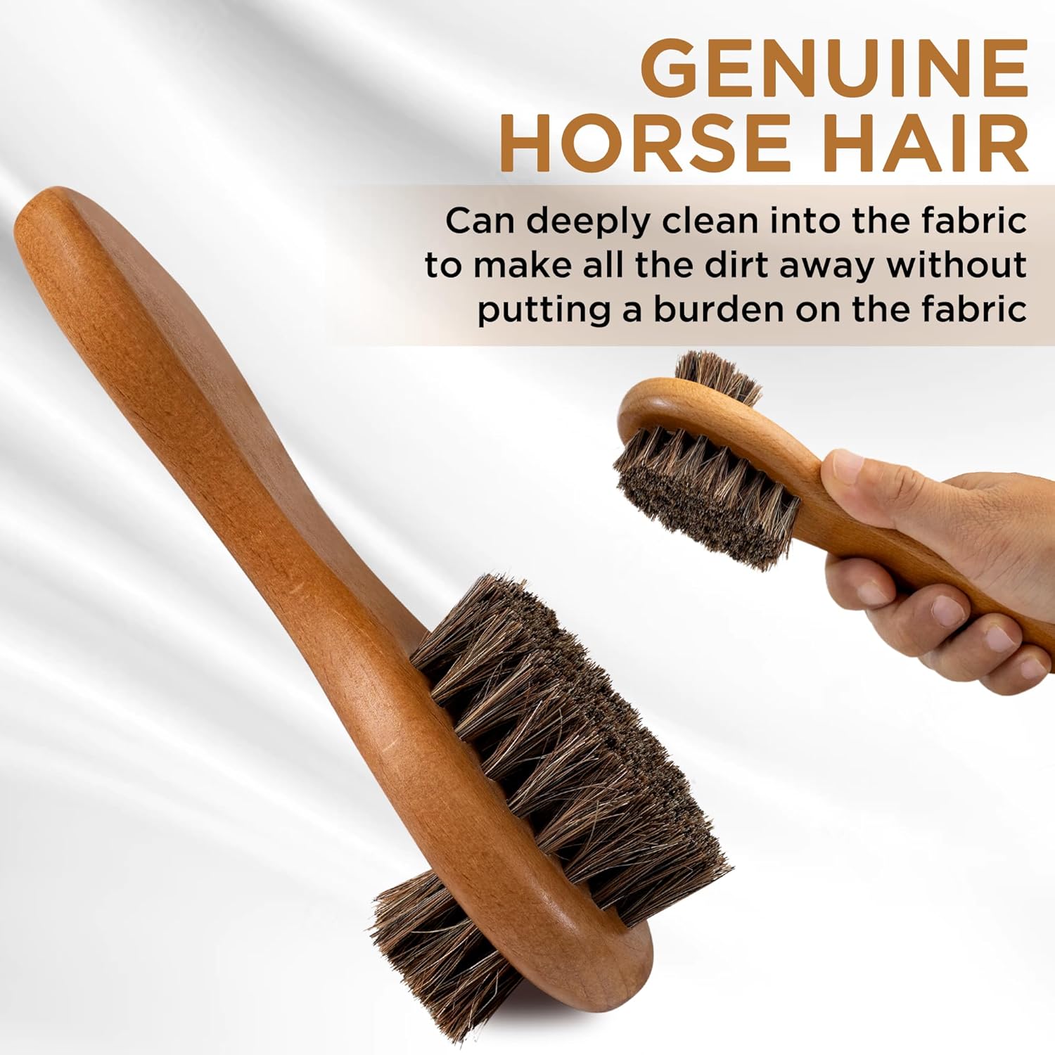 DUGATO Dual-Bristle Horsehair Laundry Stain Brush Set (2pcs) - Gentle & Tough Scrubbing for