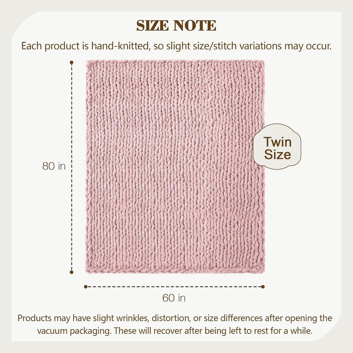 Carriediosa Chunky Knit Throw Blanket 60" X 80" Twin, 100% Hand Made Large Chenille Loop Yarn Soft