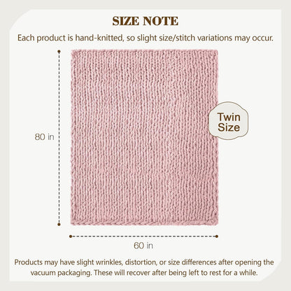 Carriediosa Chunky Knit Throw Blanket 60" X 80" Twin, 100% Hand Made Large Chenille Loop Yarn Soft