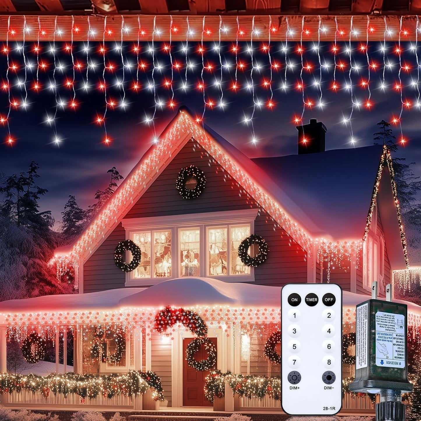 Brightown Icicle Lights - 40Ft Outdoor Christmas Lights with 81 Drops, 432 LED, Built-in Timer
