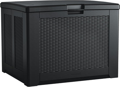 Rubbermaid Medium Resin Outdoor Storage Deck Box (74 Gal), Weather Resistant, Black, Deck