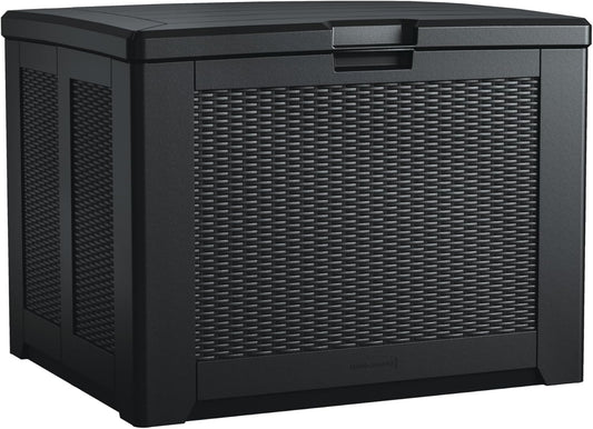 Rubbermaid Medium Resin Outdoor Storage Deck Box (74 Gal), Weather Resistant, Black, Deck